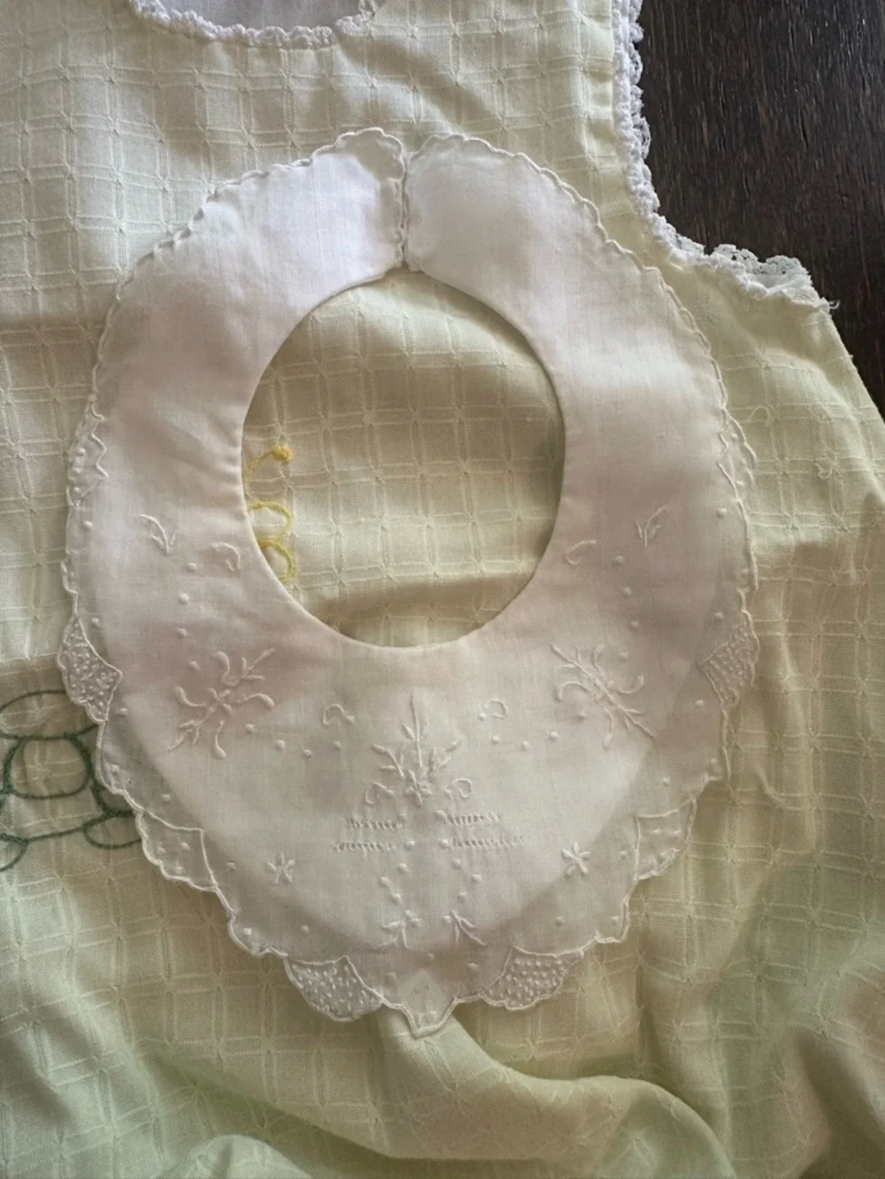 VINTAGE Baby Yellow Embroidered Turtle Romper with Matching White Hat & Bib